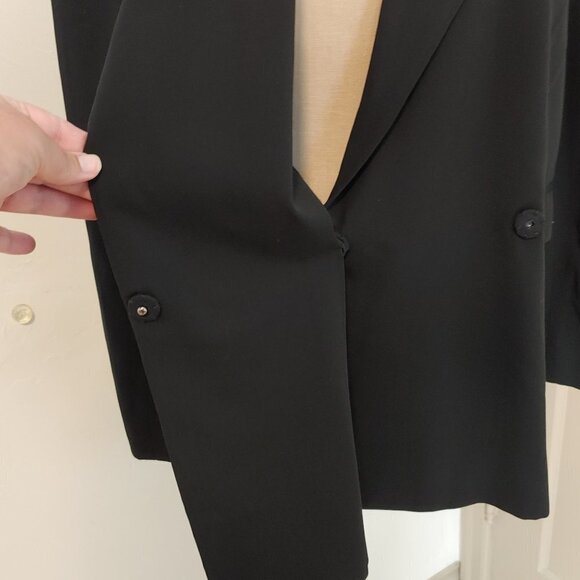 J. Crew Black Double Breasted Flat Front Wrap Blazer Hidden Button Jacket - Picture 4 of 8